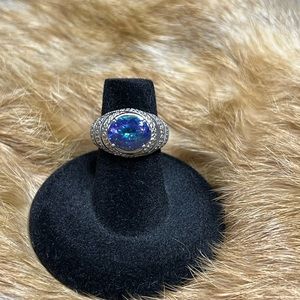 Mystic Fire Topaz and CZ ring .925 SS Size 6